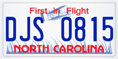 NC license plate DJS0815