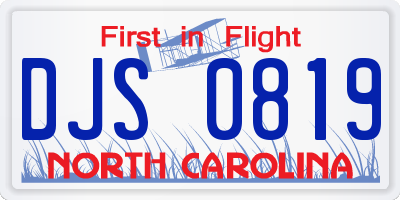 NC license plate DJS0819