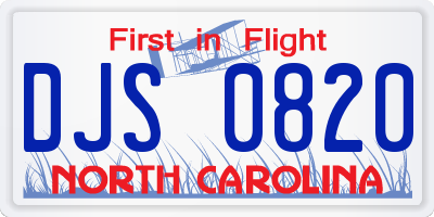 NC license plate DJS0820