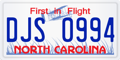 NC license plate DJS0994