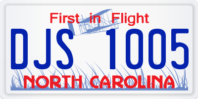 NC license plate DJS1005