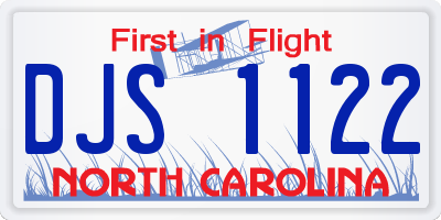 NC license plate DJS1122
