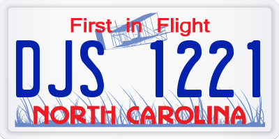 NC license plate DJS1221