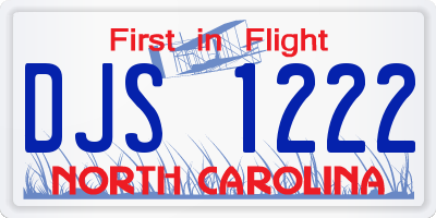 NC license plate DJS1222