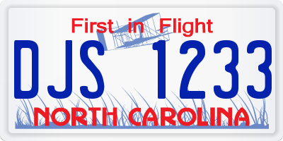 NC license plate DJS1233