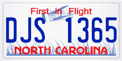 NC license plate DJS1365