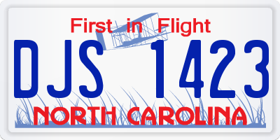 NC license plate DJS1423