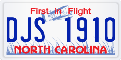 NC license plate DJS1910