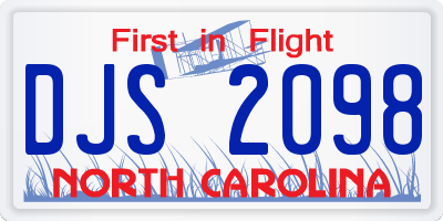 NC license plate DJS2098
