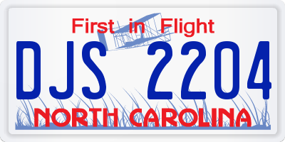 NC license plate DJS2204