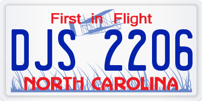 NC license plate DJS2206