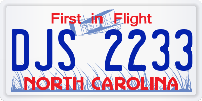 NC license plate DJS2233