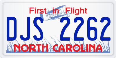 NC license plate DJS2262