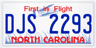 NC license plate DJS2293