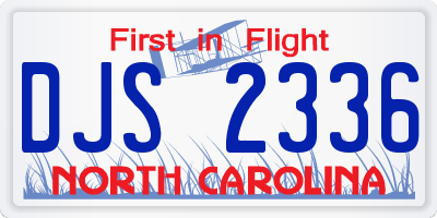NC license plate DJS2336