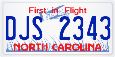 NC license plate DJS2343