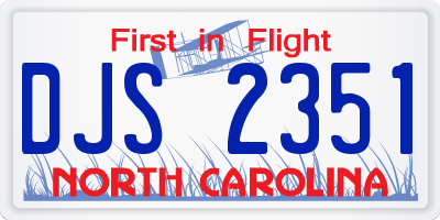 NC license plate DJS2351