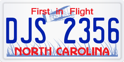 NC license plate DJS2356
