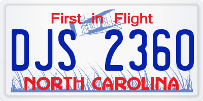 NC license plate DJS2360