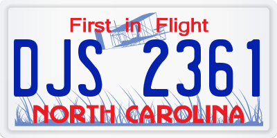 NC license plate DJS2361
