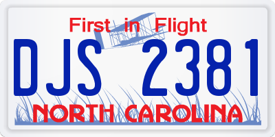 NC license plate DJS2381