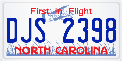 NC license plate DJS2398