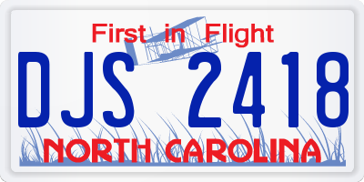 NC license plate DJS2418