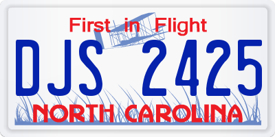 NC license plate DJS2425