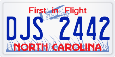 NC license plate DJS2442