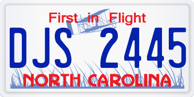 NC license plate DJS2445