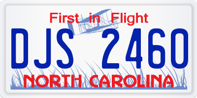 NC license plate DJS2460