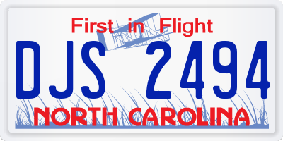 NC license plate DJS2494