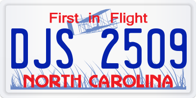 NC license plate DJS2509