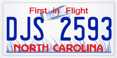 NC license plate DJS2593