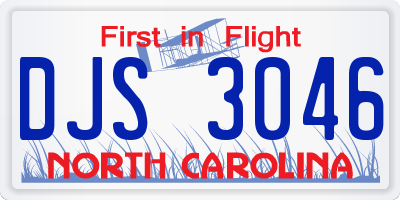 NC license plate DJS3046