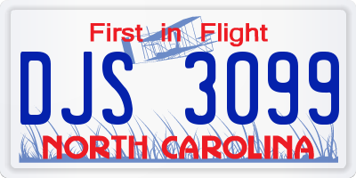 NC license plate DJS3099