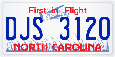NC license plate DJS3120