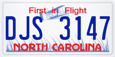 NC license plate DJS3147