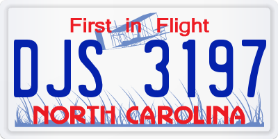 NC license plate DJS3197