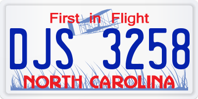 NC license plate DJS3258