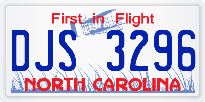 NC license plate DJS3296