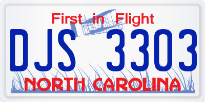 NC license plate DJS3303