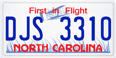NC license plate DJS3310
