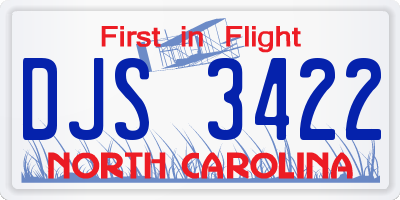 NC license plate DJS3422
