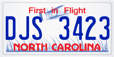 NC license plate DJS3423