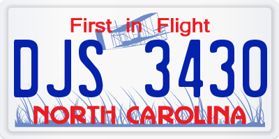 NC license plate DJS3430
