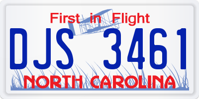 NC license plate DJS3461