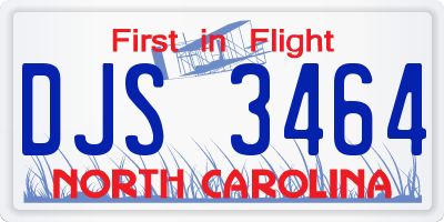 NC license plate DJS3464