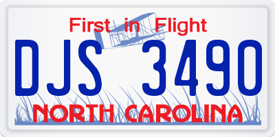 NC license plate DJS3490