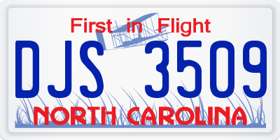 NC license plate DJS3509